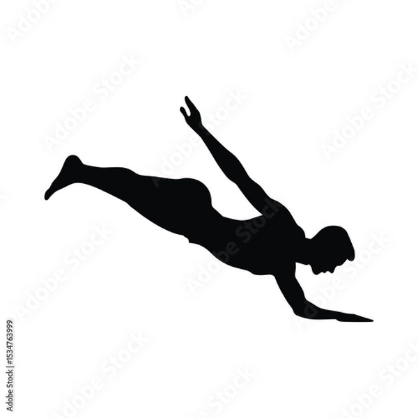 Obraz Swimmer Silhouette Diving or Floating - Athlete in Water Sport Vector