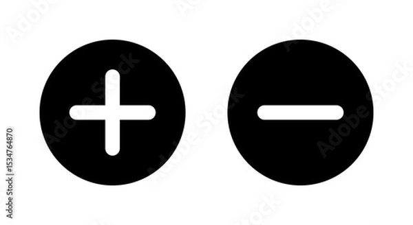 Fototapeta Plus and minus icon on black circle. Positive and negative sign symbol