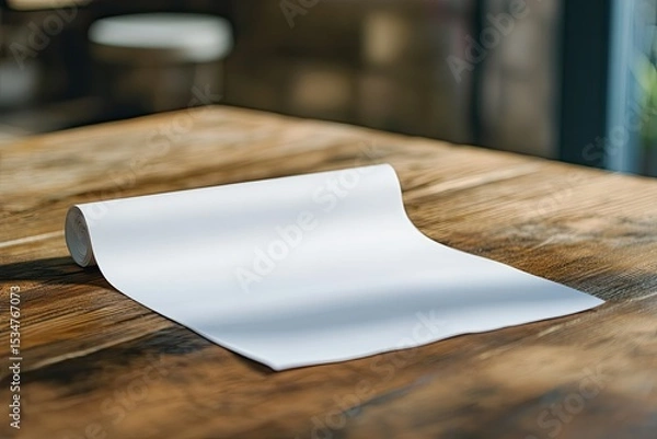 Fototapeta Clear Pixel Picture of High Angle View of Blank Folded Paper on Table