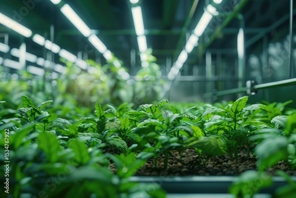 Fototapeta Clear Pixel Visual of the Process of Growing Plants in a Bio Greenhouse