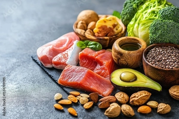 Fototapeta detailed image of paper bag of different healthy food on a table