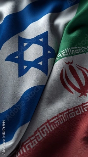 Fototapeta Flags of Israel and Iran. 3D Rendering 