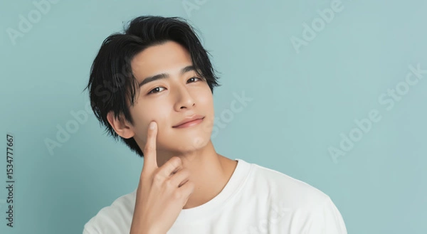 Fototapeta 肌が気になる若い男性