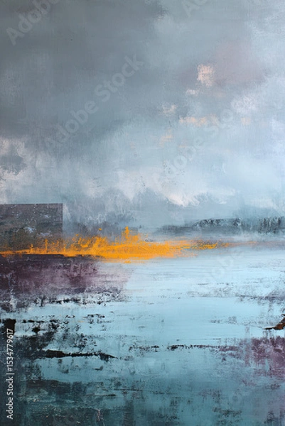 Fototapeta Abstract painting wall happiness suffering blue orange gray texture modern painting of abstract