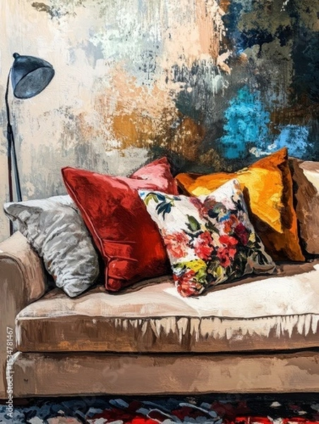 Obraz premium quality image of corner of the couch with cushions