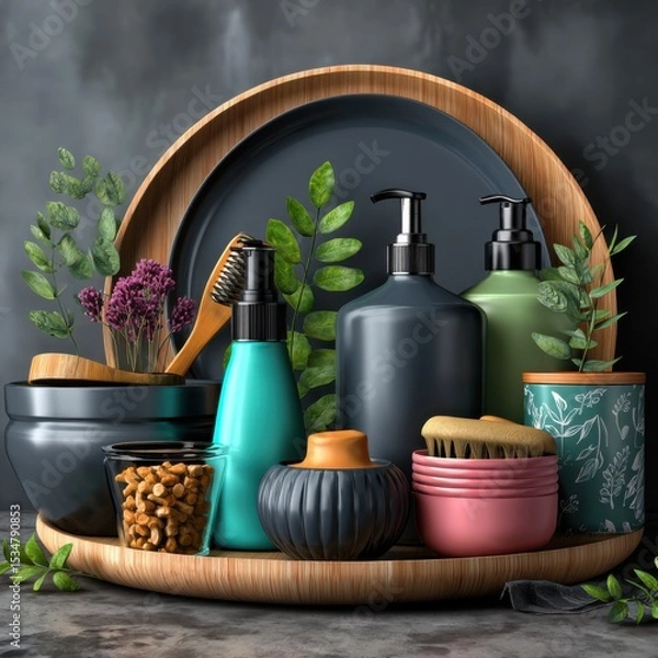 Obraz Natural beauty care products display home still life minimalist close-up eco-friendly concept