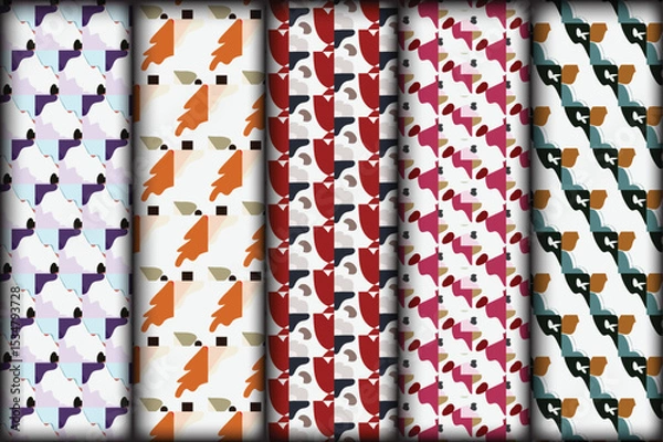 Fototapeta Abstract geometric seamless pattern design for fabric and textile applications with trendy shapes and modern visual symmetry for decor use