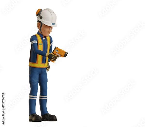 Fototapeta Industrial worker is measuring the temperature with the pyrometer