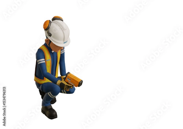 Fototapeta Industrial worker is measuring the temperature with the pyrometer