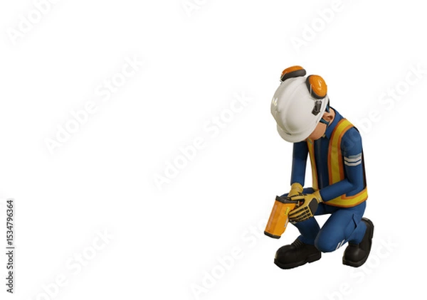 Fototapeta Industrial worker is measuring the temperature with the pyrometer