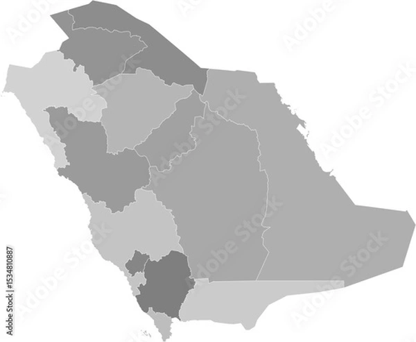 Obraz Saudi Arabia vector map with province boundaries (Web Mercator projection, PPT-compatible & fully editable)	