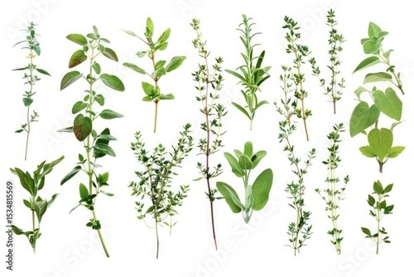 Fototapeta Ultra Hd Image of Set of Healthy Herbs Elements Including Fresh Thyme