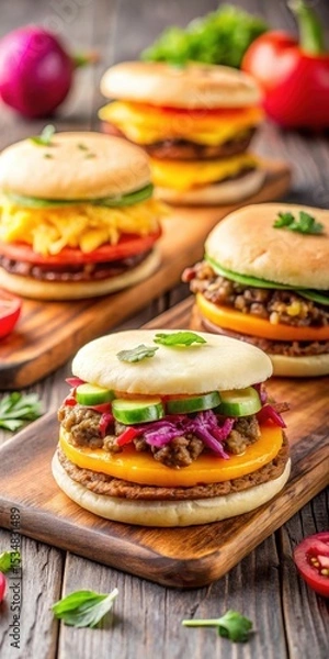 Fototapeta Arepas de Queso y Carne Fresca Coloridas Venezuela Tradicional