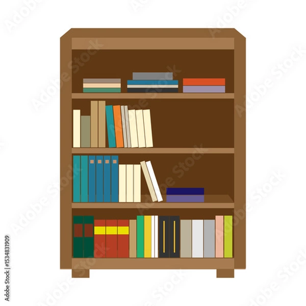 Obraz 本の入った本棚のイラスト