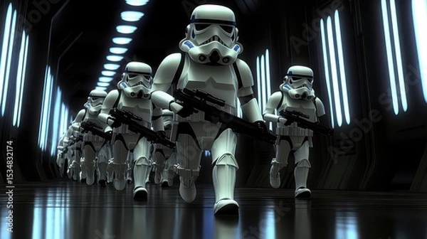 Obraz Stormtroopers Marching in Corridor