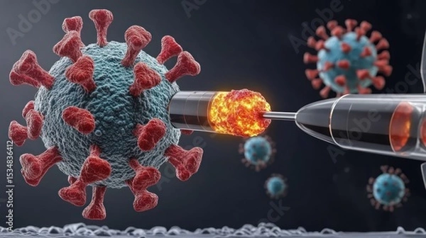 Fototapeta Virus being injected by a futuristic medical device.