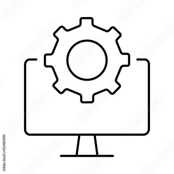 Fototapeta Monitor Line Editable Stroke Icon. PC, Computer Functions, Settings, Technology, Security, Shopping, Wallet, Marketing, Promotion, Communication Vector Illustration.