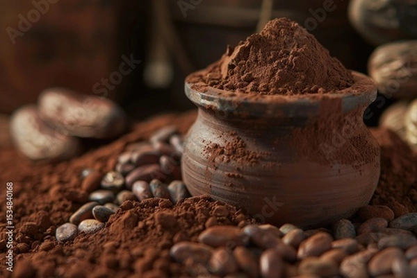Fototapeta Premium Quality Image of Cocoa Powder Chocolate and Beans