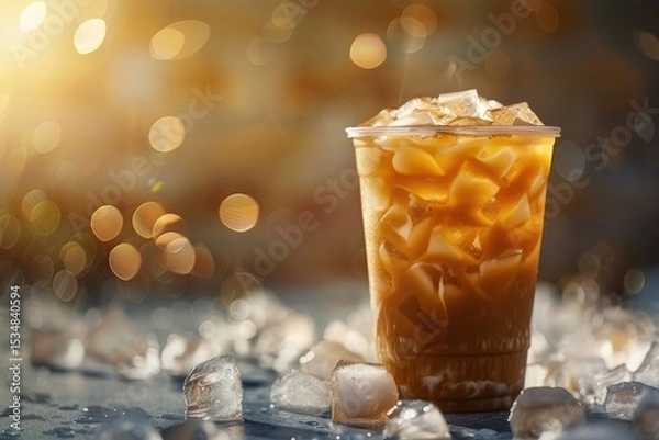 Fototapeta High Resolution Image of a Cup of Iced Coffee with Ice in it