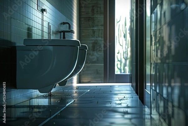 Fototapeta High Resolution Visual of Wc Clean Modern Domestic Up