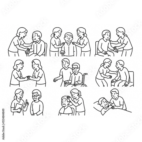 Fototapeta 介護イラストセット１