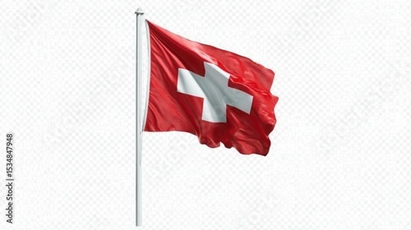 Obraz National flag isolated on flagpole with transparent background