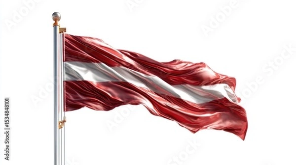 Obraz National flag isolated on flagpole with transparent background