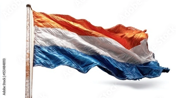 Obraz National flag isolated on flagpole with transparent background