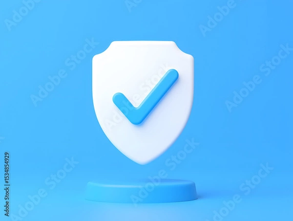 Fototapeta 3D Technology Shield icon Cybersecurity Data protection Business context