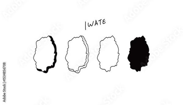 Fototapeta シンプルな立体の岩手県の地図の手書きベクターイラスト