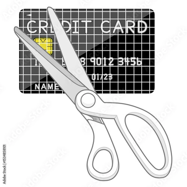 Fototapeta ハサミで切断されたクレジットカード