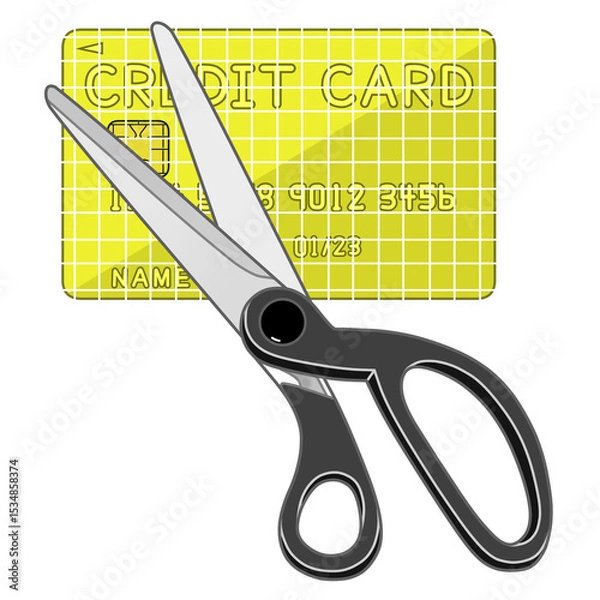 Fototapeta ハサミで切断されたクレジットカード