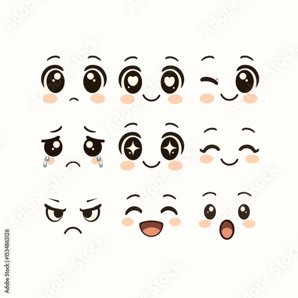 Obraz Cute Face Expressions Kawaii Design