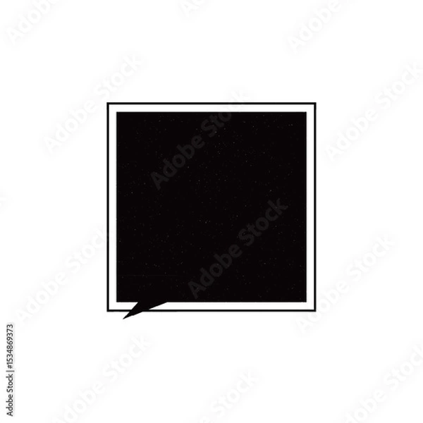 Obraz かすれたシンプルな正方形吹き出し_左向き単品