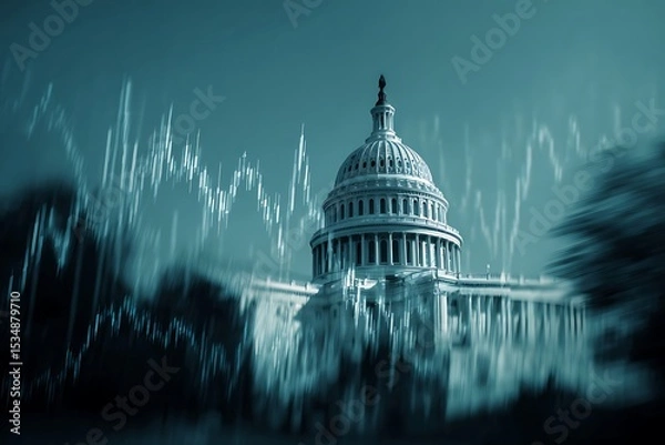 Obraz Capitol building superimposed over financial data.