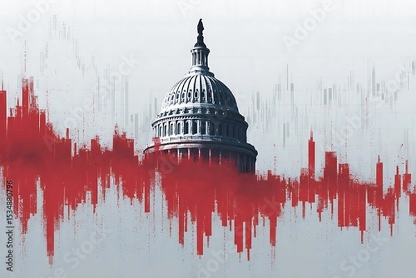 Obraz U.S. capitol building amidst economic downturn.