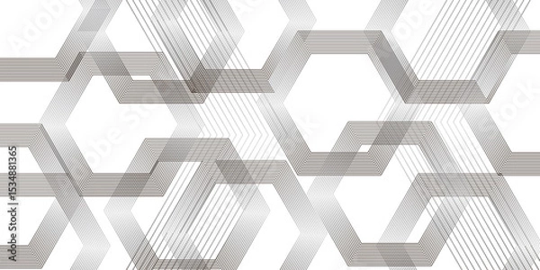 Fototapeta Abstract background wave line elegant white striped diagonal line. Geometric hexagon pattern transparent background with diagonal lines design.