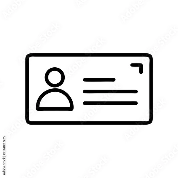 Fototapeta Business Card and ID Badge Line Icon – Minimalist Black Outline Symbol for Contact Information, Employee Identification, and Professional Networking

