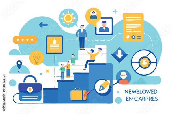 Fototapeta Digital infographic illustrating business growth and development strategies in a modern workspace environment