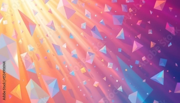 Fototapeta high quality, soft colored abstract background with beautiful square prism design, subject positioned at the bottom under crisp sunlight