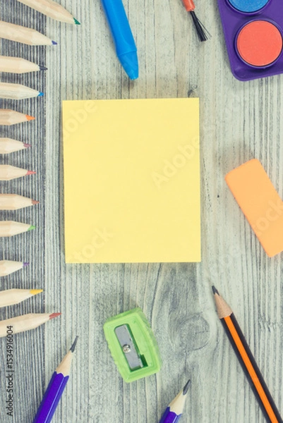 Obraz School supplies and stationery accessories using for development of creativity and kids motor skills