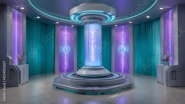 Fototapeta Futuristic Portal in Modern Sci-Fi Setting with Bright Colors