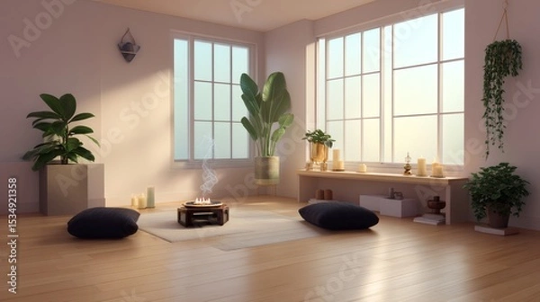 Obraz Cozy Serene Interior Space with Natural Light and Relaxing Vibes