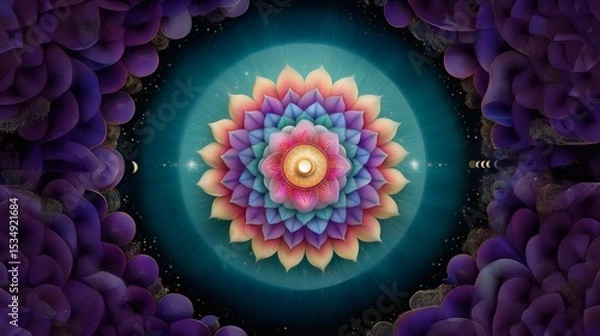 Obraz Colorful Mandala Art in Circular Design with Ethereal Background