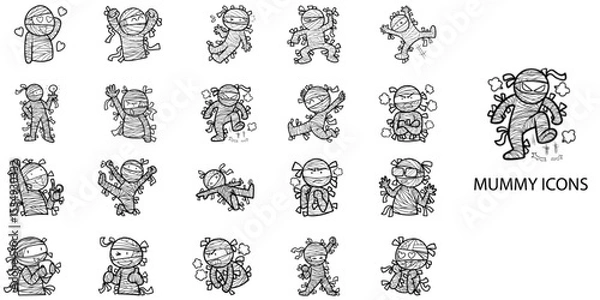 Obraz Mummy simple New concept 24 hand drawn icons set .Vector illustration.