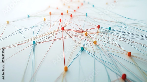 Obraz Colorful Network Connections with Interlinked Nodes