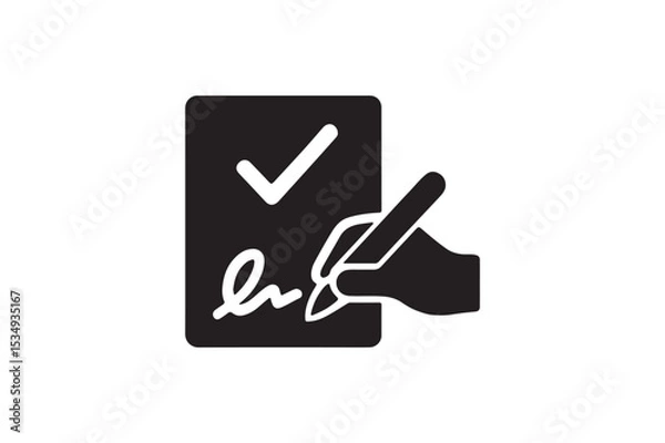 Fototapeta Signature Confirmation silhouette vector with white background