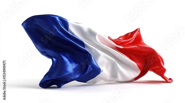 Obraz Tricolor flag on white background for celebration or patriotic theme