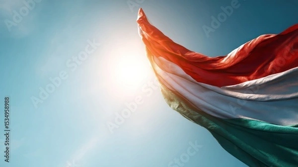 Obraz Tricolor flag waving in the wind under bright daylight
