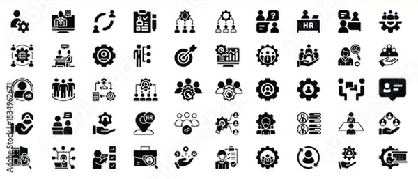 Obraz Black Human Resources Management Icons Set vector 1